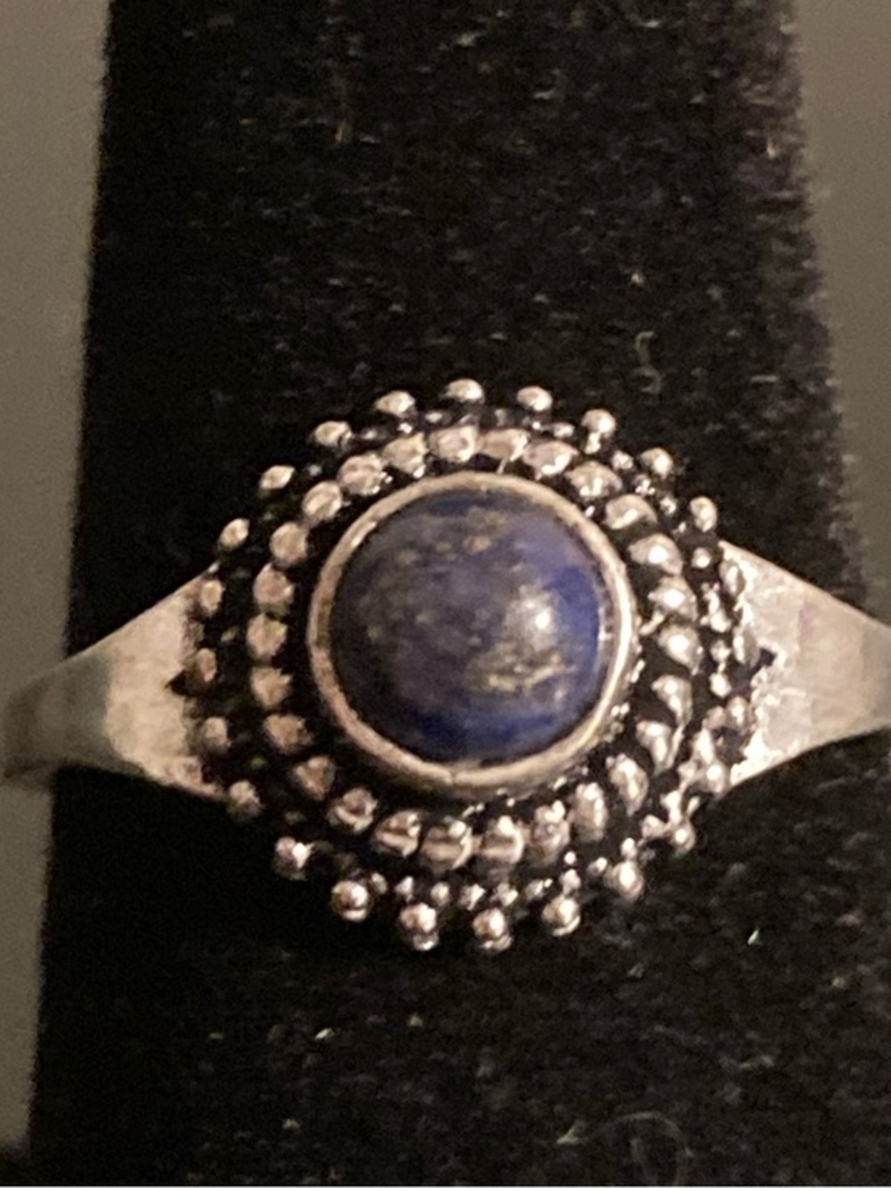 Sterling-Style Blue Stone Halo Ring - Women's Fashion Jewelry size 7